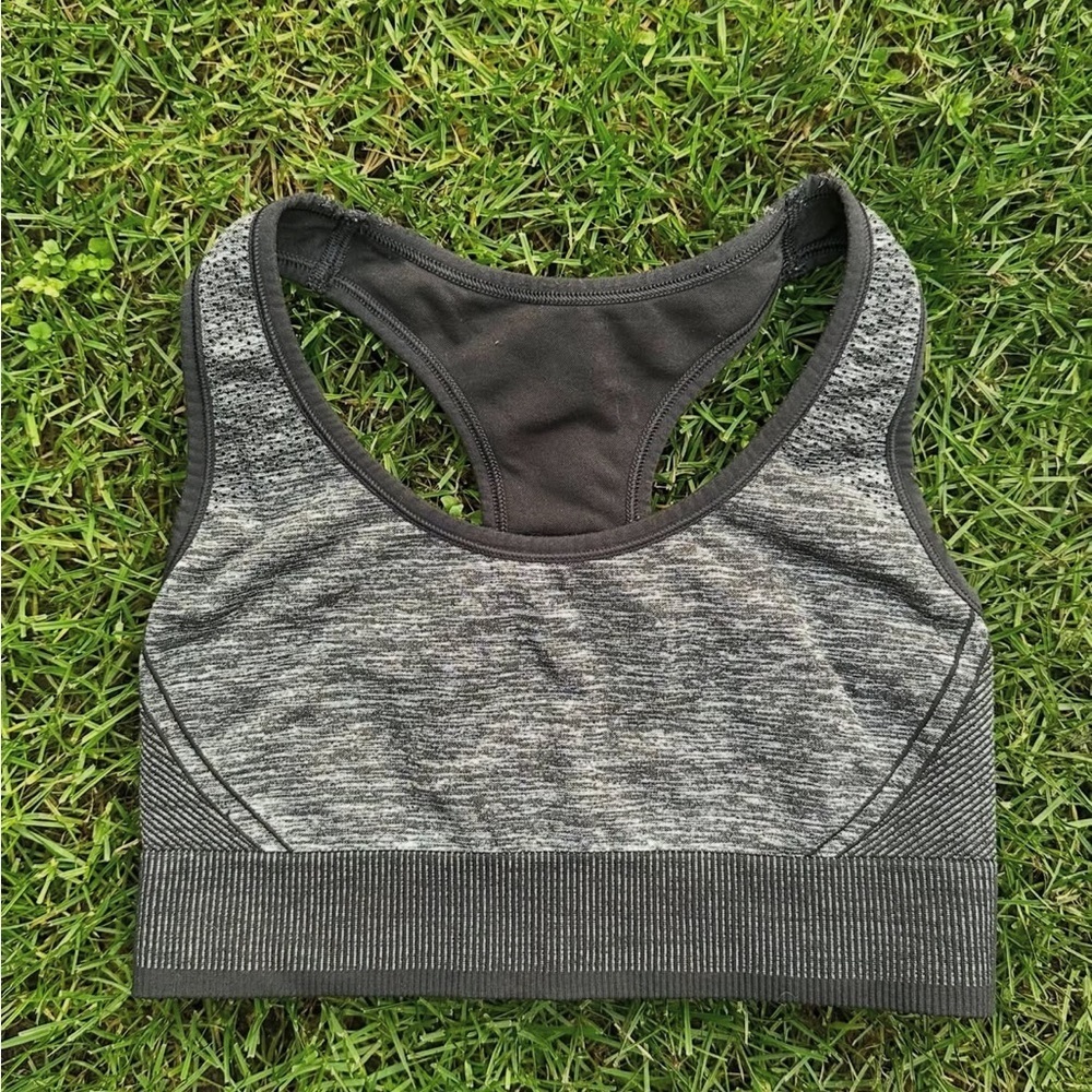 All in Motion Grey & Black Racerback Workout Sports Bra